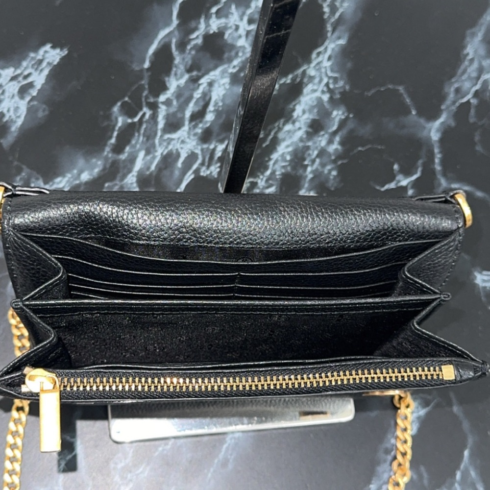 TORY BURCH Britten Chain Wallet Black Leather Bag AUTHENTIC - LIKE NEW - Picture 9 of 10